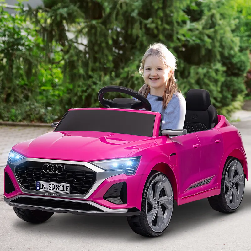 Audi Q8 e-tron Sportback Licensed 12V Battery Powered Kids Electric Car w/ Spring Suspension, Soft Start, Pink