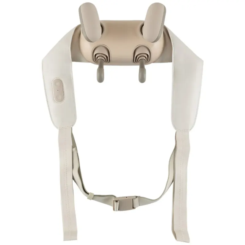 Neck Shoulder Massager - 4D Deep Tissue Kneading, 2 Modes & 2-Level Heat (104-113°F), Hands-Free Straps for Home/Office/Travel