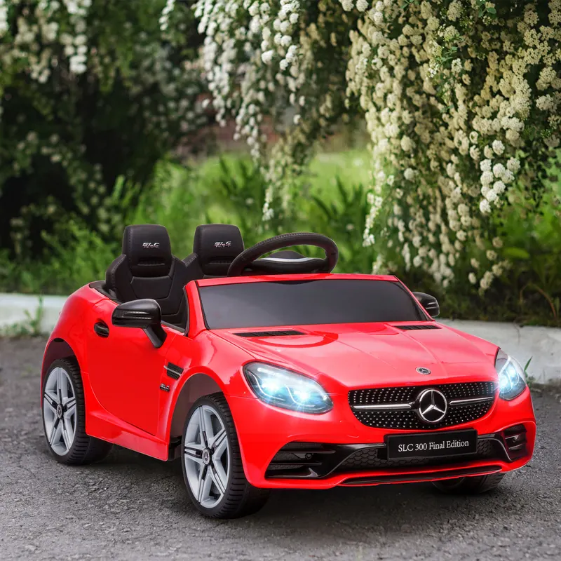 Mercedes SLC 300 Licensed Kids Electric Car with Remote Control, 12V Battery Powered Kids Ride on Car with Music, Lights, Suspension for 3-6 Years Old, Red