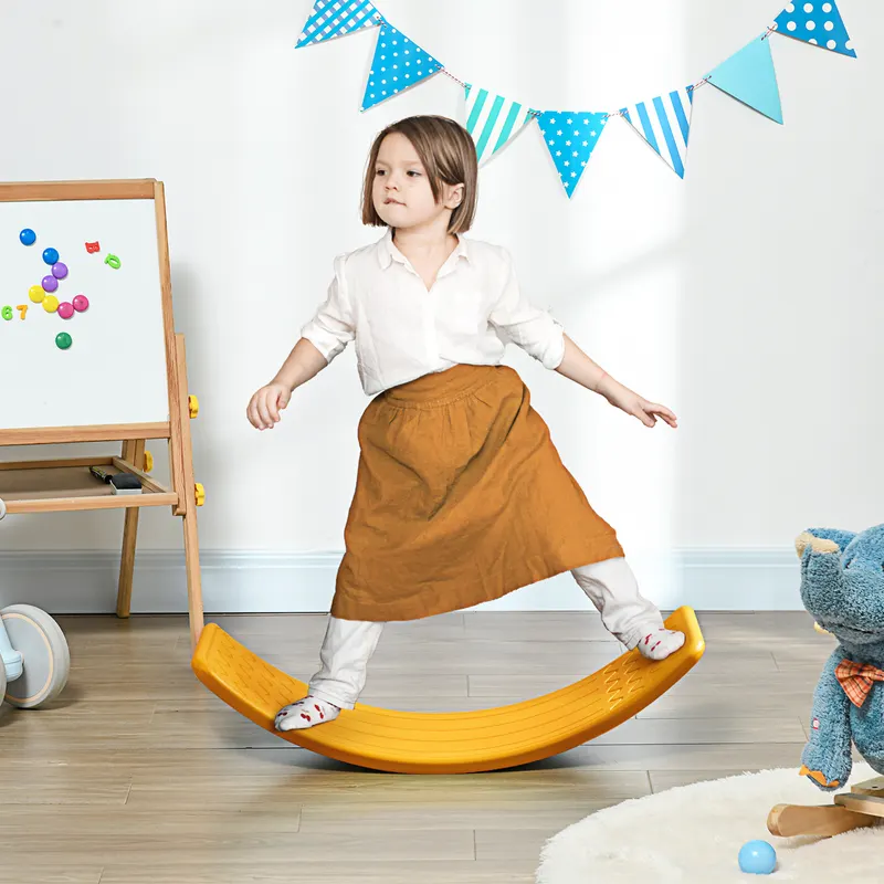 32.3" Balance Board, Wobble Board for Kids & Toddlers, Montessori Waldorf Toy for Ages 3-6 Years Old, Orange