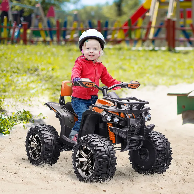 12V 4 Wheeler Kids ATV with Music, Headlights for 37-60 Months Boys and Girls, Orange