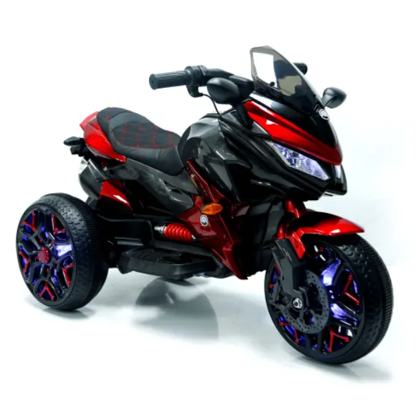 Kids Motorcycle Ride-On Motorcycle 3-Wheels Battery Powered Motorbike Rechargeable 12 V Kids Ride On Toy With PU Seat Training Wheels Manual Throttle Drive By Hand Lighting Wheels