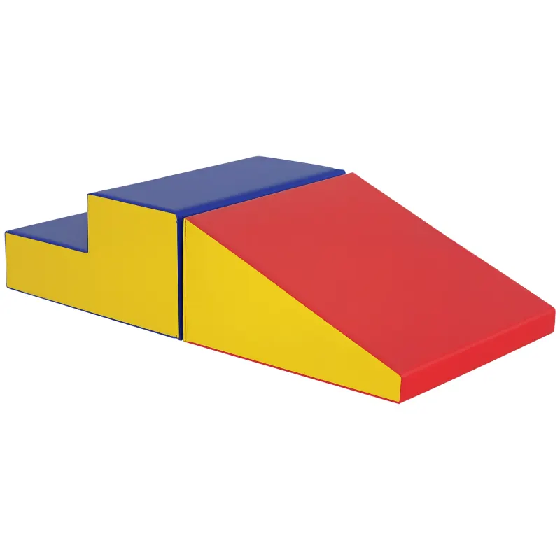 2-Piece Climb and Crawl Activity Soft Play Set, Secure Foam Blocks Playset for Toddler Preschooler Babies Indoor, Activity Structure Play Equipment, Multi-colour