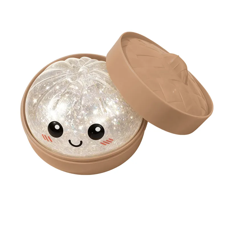 Cute Glitter Transparent Bun Toy, Portable Steamed Stuffed Bun Stress Relief Squeeze Toy, Soft Non-Sticky TPR Fidget Toy For Kids Adults
